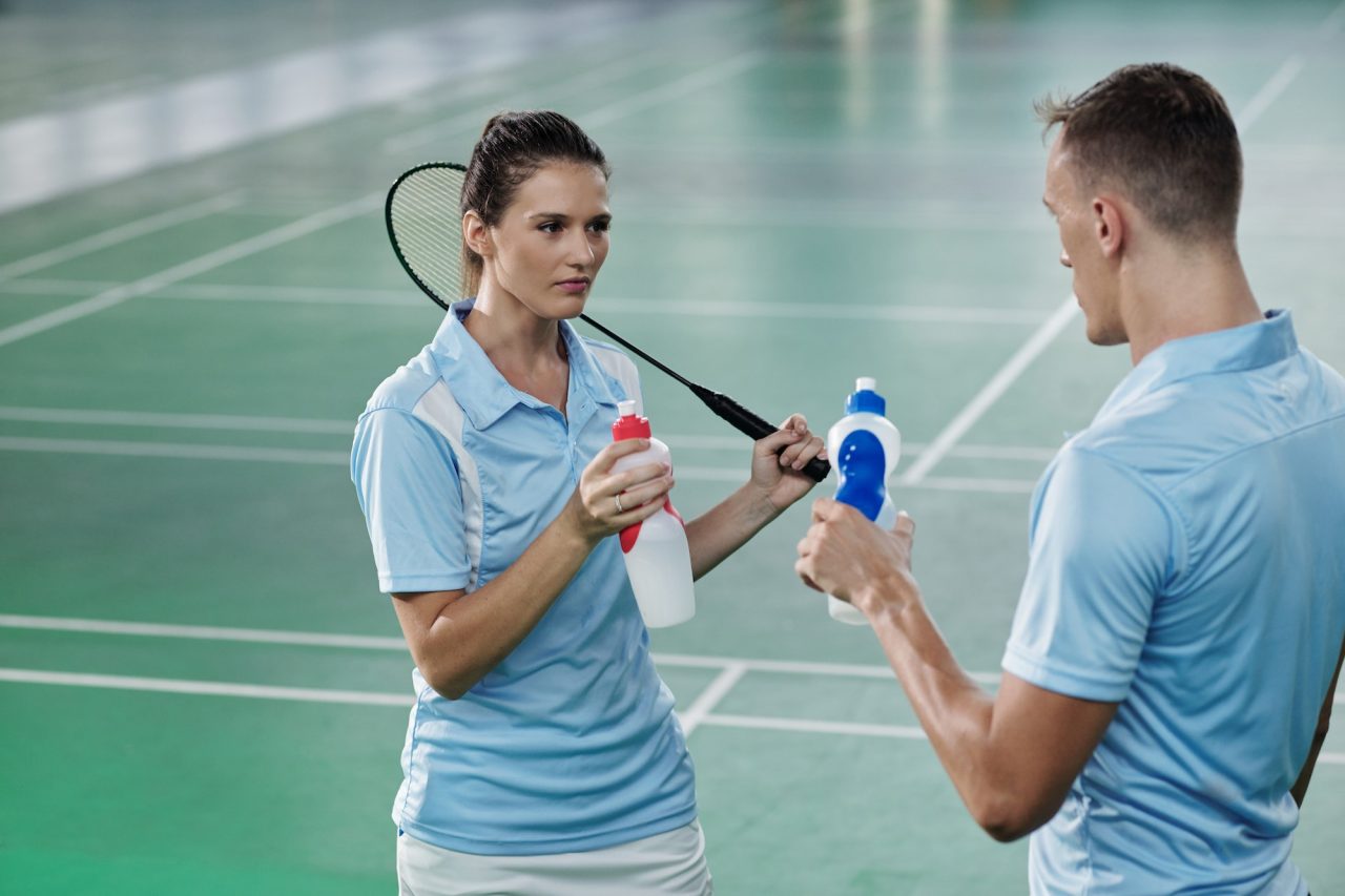 Badminton Players Drinking Water